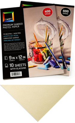 UArt Premium Sanded Pastel Paper Board - 9 x 12, Neutral, 400 Grit 